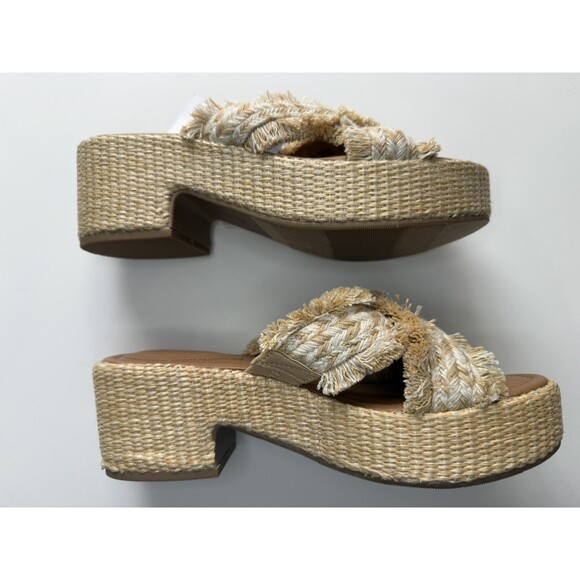 Woman's Sandals Slip On Universal Thread Chunky Block High Heel Tan Size 8.5 - Picture 3 of 6